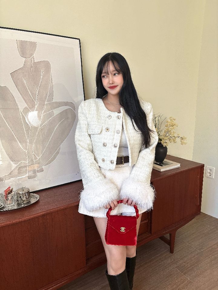 mars東大門㊣代購女裝新款職業時尚25秋冬夾克粗花呢雙排扣mars夾克