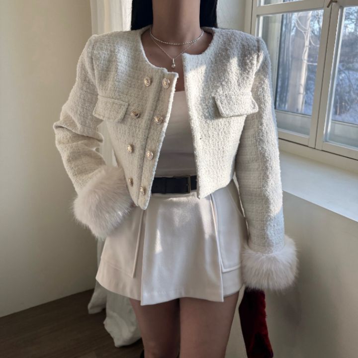 mars東大門㊣代購女裝新款職業時尚25秋冬夾克粗花呢雙排扣mars夾克