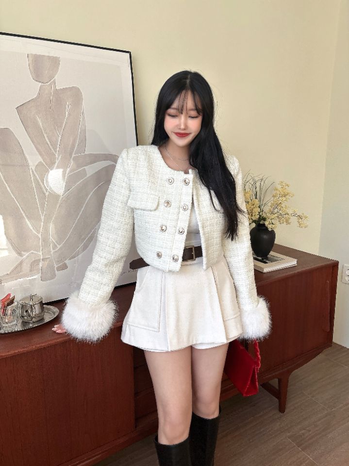 mars東大門㊣代購女裝新款職業時尚25秋冬夾克粗花呢雙排扣mars夾克