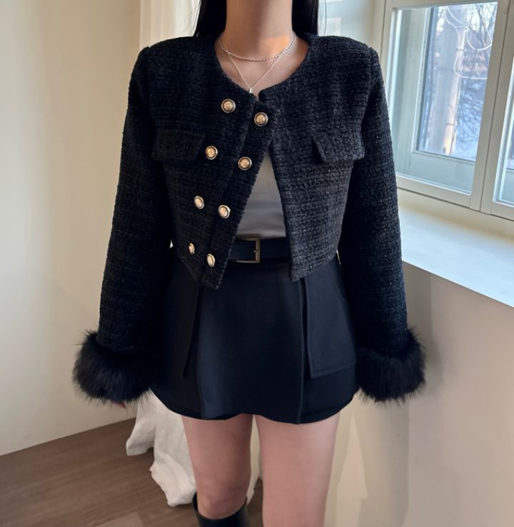 mars東大門㊣代購女裝新款職業時尚25秋冬夾克粗花呢雙排扣mars夾克