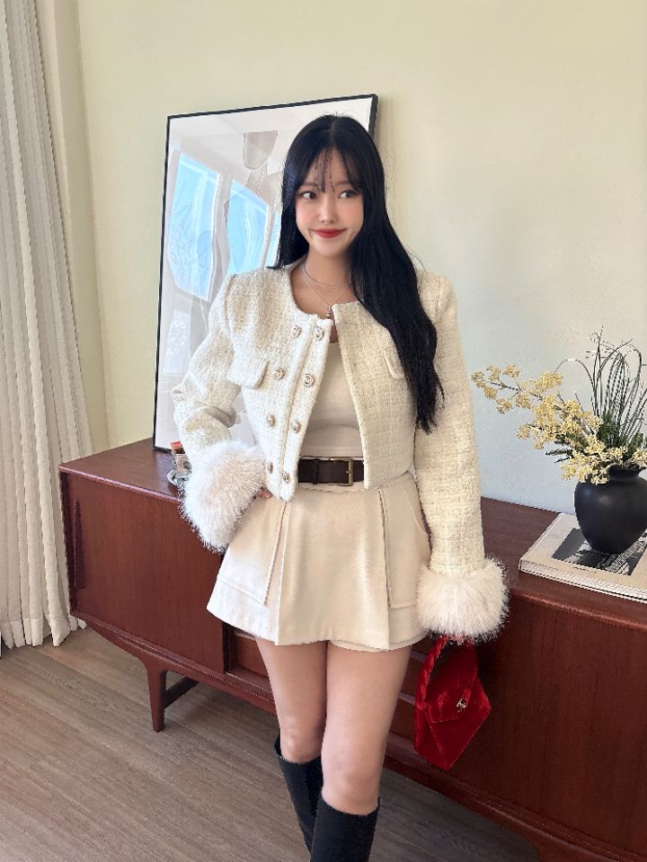 mars東大門㊣代購女裝新款職業時尚25秋冬夾克粗花呢雙排扣mars夾克