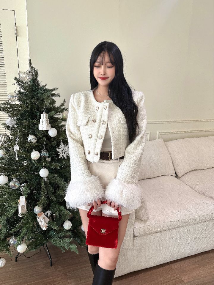 mars東大門㊣代購女裝新款職業時尚25秋冬夾克粗花呢雙排扣mars夾克