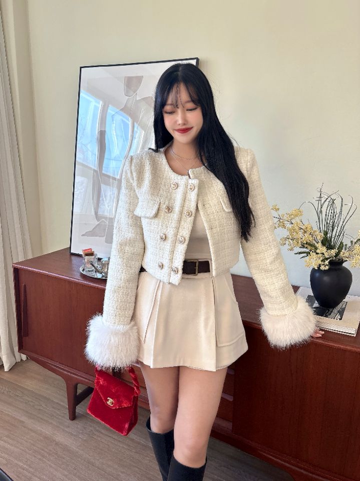 mars東大門㊣代購女裝新款職業時尚25秋冬夾克粗花呢雙排扣mars夾克