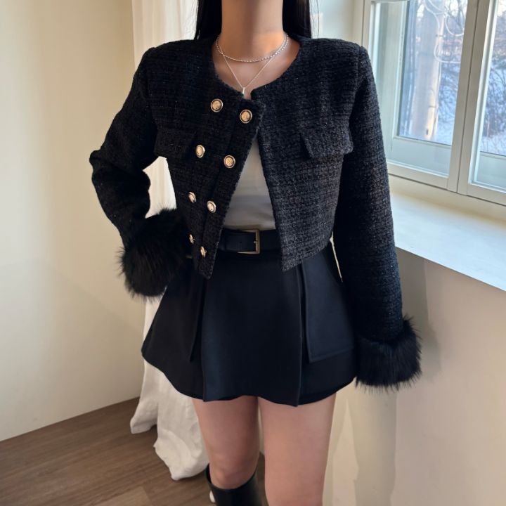 mars東大門㊣代購女裝新款職業時尚25秋冬夾克粗花呢雙排扣mars夾克