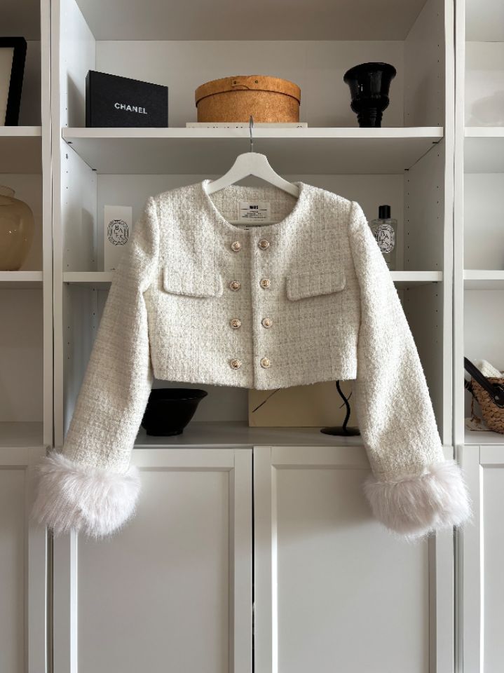 mars東大門㊣代購女裝新款職業時尚25秋冬夾克粗花呢雙排扣mars夾克圖色1