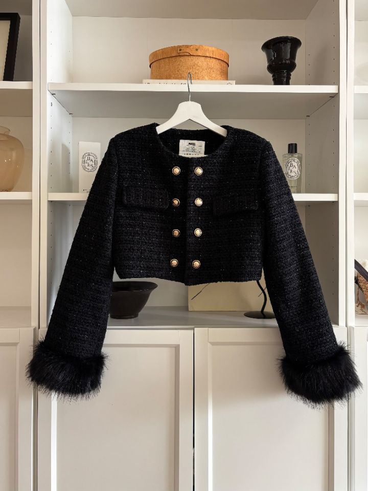 mars東大門㊣代購女裝新款職業時尚25秋冬夾克粗花呢雙排扣mars夾克圖色2