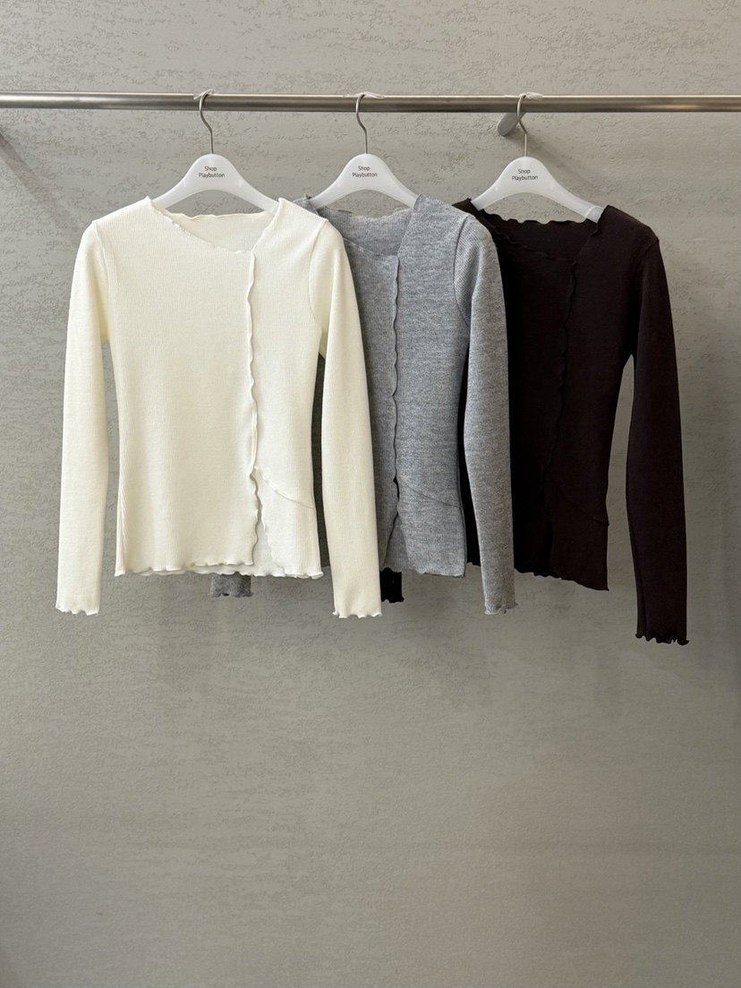 PLAYBUTTON-P韓國直郵㊣女士新品25秋冬時尚熱賣職業長袖T恤PLAYBUTTON長袖T恤