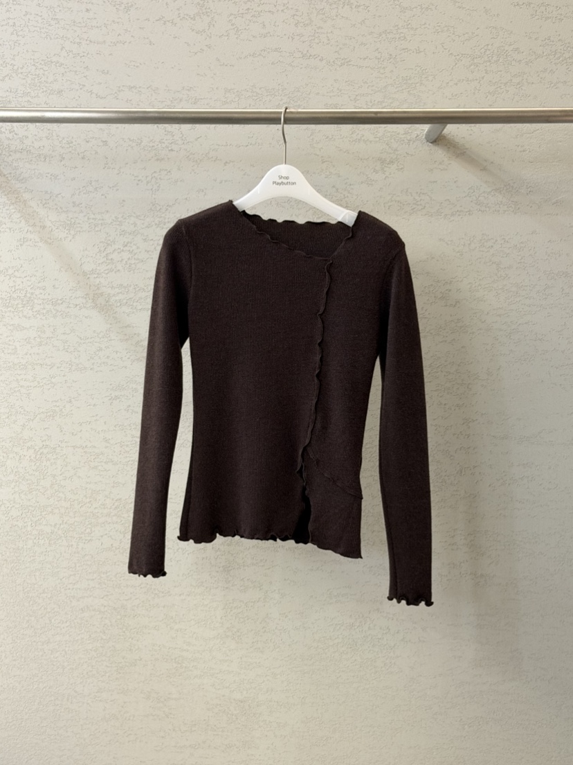 PLAYBUTTON-P韓國直郵㊣女士新品25秋冬時尚熱賣職業長袖T恤PLAYBUTTON長袖T恤圖色2