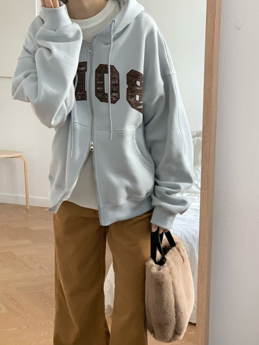 BINUS東大門㊣實拍女士新款熱賣休閑推薦人氣25秋冬衛衣拉鏈BINUS衛衣