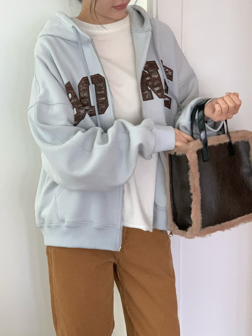 BINUS東大門㊣實拍女士新款熱賣休閑推薦人氣25秋冬衛衣拉鏈BINUS衛衣