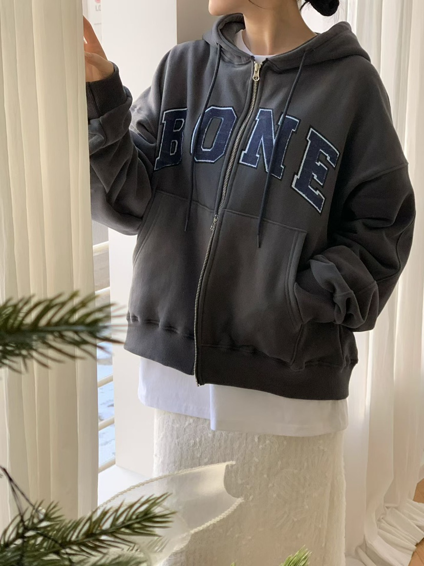 BINUS東大門㊣實拍女士新款熱賣休閑推薦人氣25秋冬衛衣拉鏈BINUS衛衣