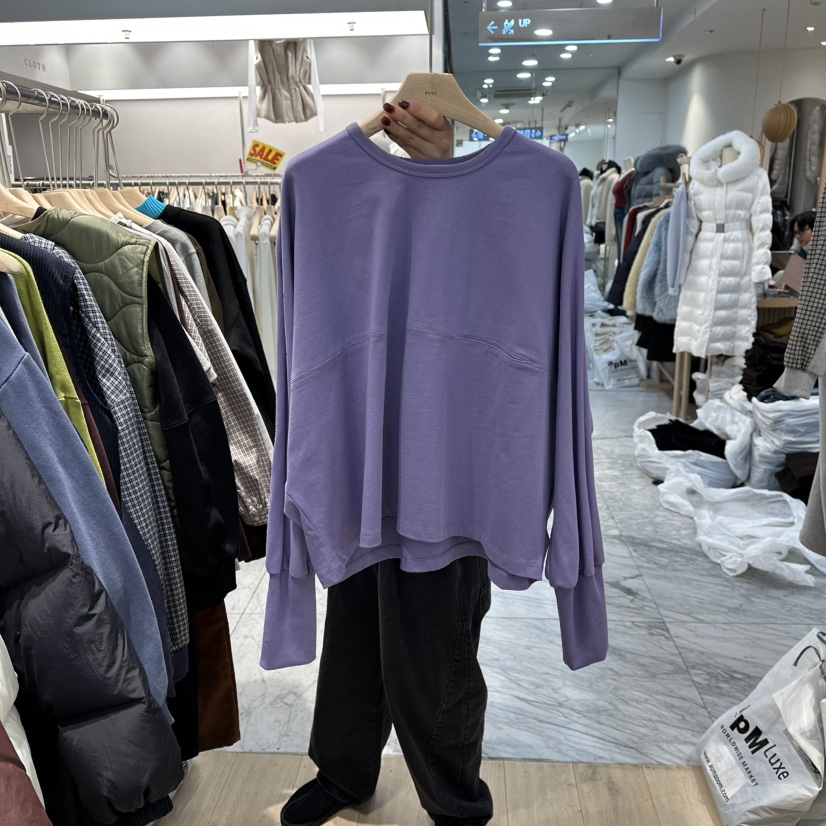 REVE-L東大門㊣直郵女士新品熱賣時尚職業25秋冬長袖T恤口袋REVE-L長袖T恤圖色2