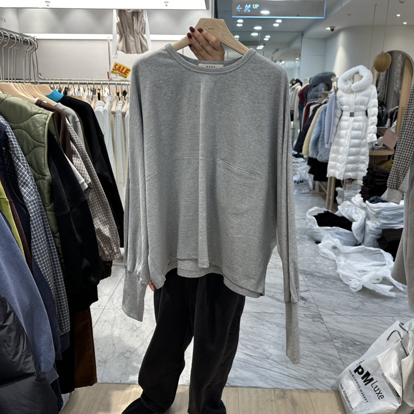 REVE-L東大門㊣直郵女士新品熱賣時尚職業25秋冬長袖T恤口袋REVE-L長袖T恤圖色3