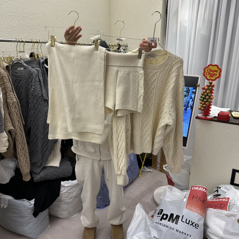 DRAWING東大門㊣代購女士新款休閑熱賣25秋冬人氣套裝三件套DRAWING套裝圖色1