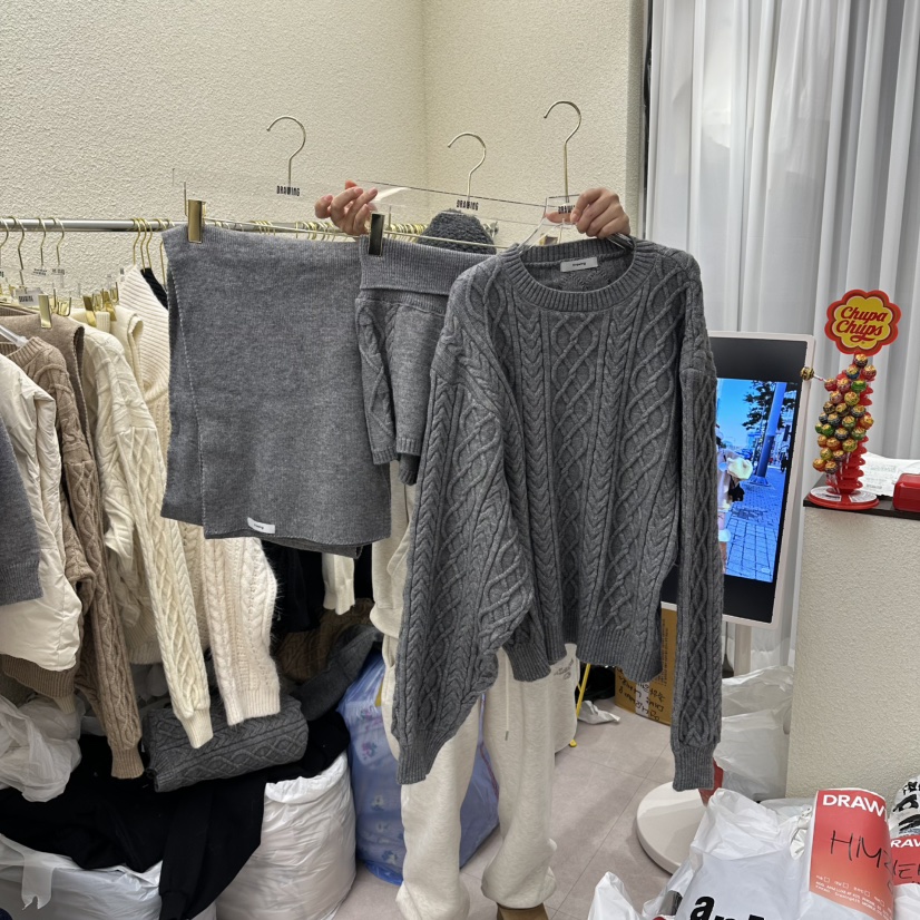 DRAWING東大門㊣代購女士新款休閑熱賣25秋冬人氣套裝三件套DRAWING套裝圖色2