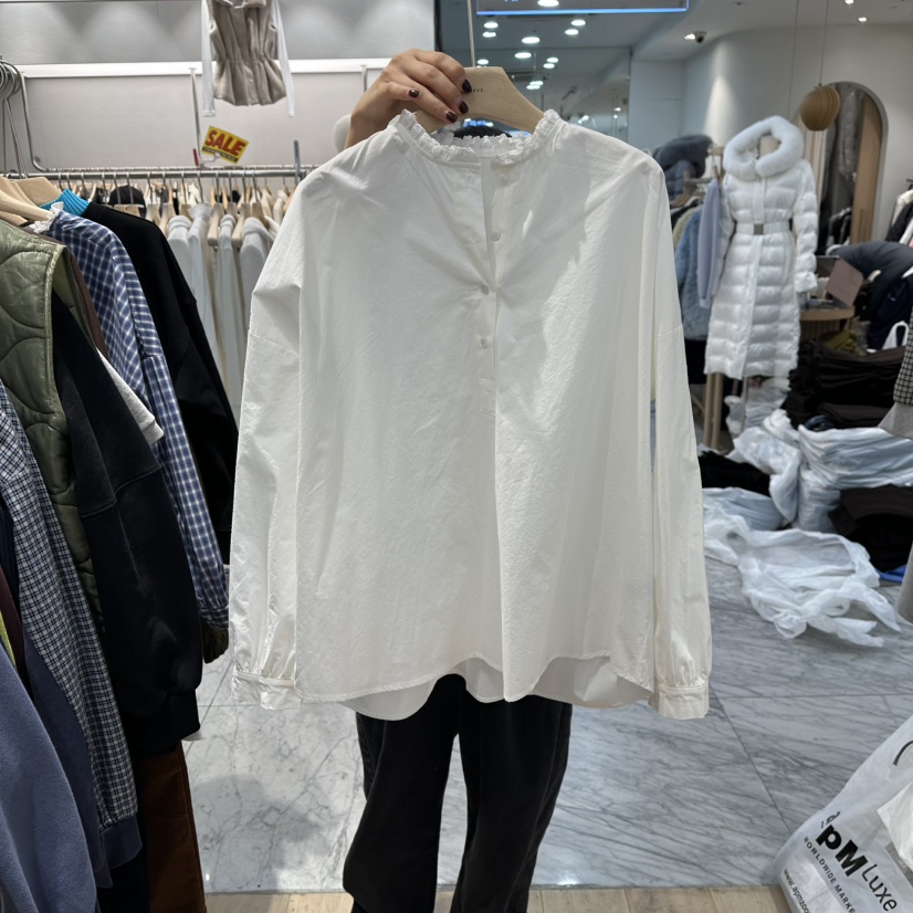 REVE-L東大門㊣代購女裝新款25秋冬人氣休閑職業襯衫蕾絲衫REVE-L襯衫/蕾絲衫圖色1