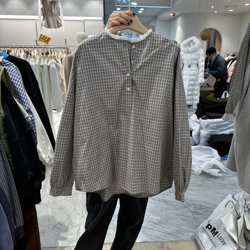 REVE-L東大門㊣代購女裝新款25秋冬人氣休閑職業襯衫蕾絲衫REVE-L襯衫/蕾絲衫圖色2