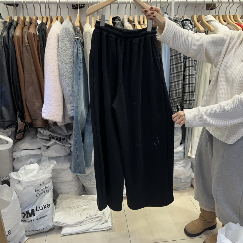 Q C韓國代購㊣女裝新款25秋冬人氣職業休閑休閑褲闊腿褲貂皮Republlc of qc休閑褲