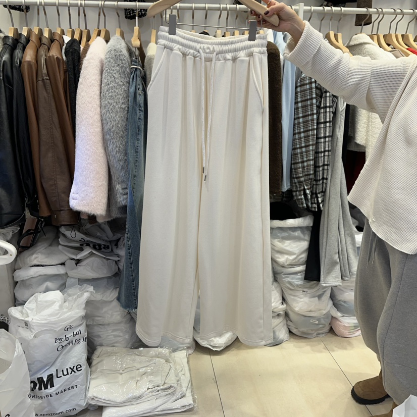 Q C韓國代購㊣女裝新款25秋冬人氣職業休閑休閑褲闊腿褲貂皮Republlc of qc休閑褲圖色1