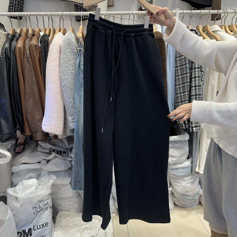 Q C韓國代購㊣女裝新款25秋冬人氣職業休閑休閑褲闊腿褲貂皮Republlc of qc休閑褲圖色3