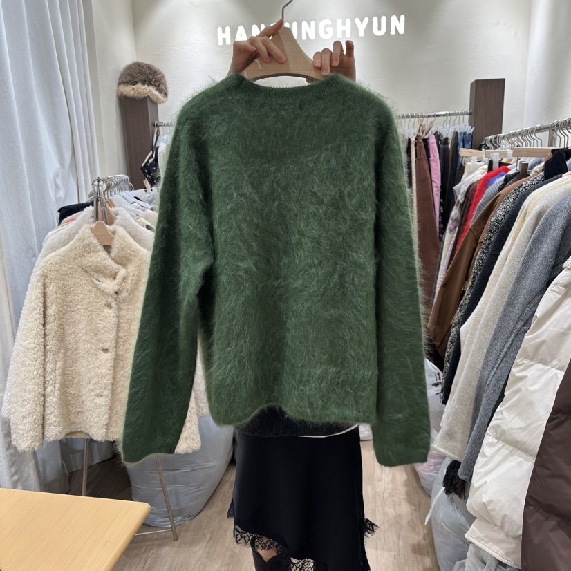 HANSUNGHYUN東大門㊣直郵女裝新款推薦針織衫羊毛羊絨圓領寬松HANSUNGHYUN針織衫