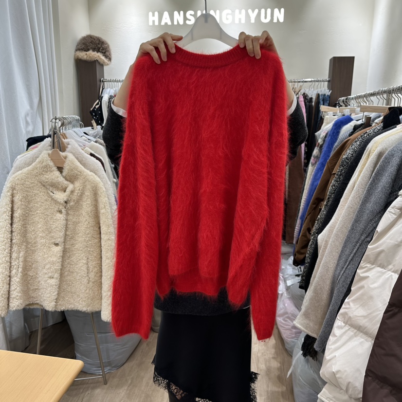 HANSUNGHYUN東大門㊣直郵女裝新款推薦針織衫羊毛羊絨圓領寬松HANSUNGHYUN針織衫圖色3