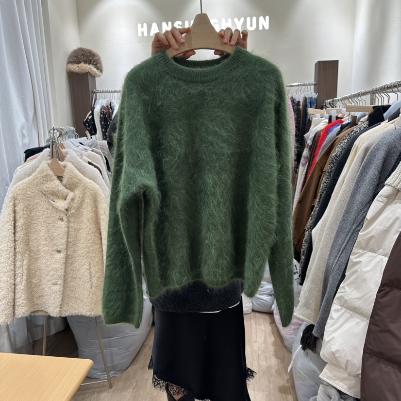 HANSUNGHYUN東大門㊣直郵女裝新款推薦針織衫羊毛羊絨圓領寬松HANSUNGHYUN針織衫圖色4