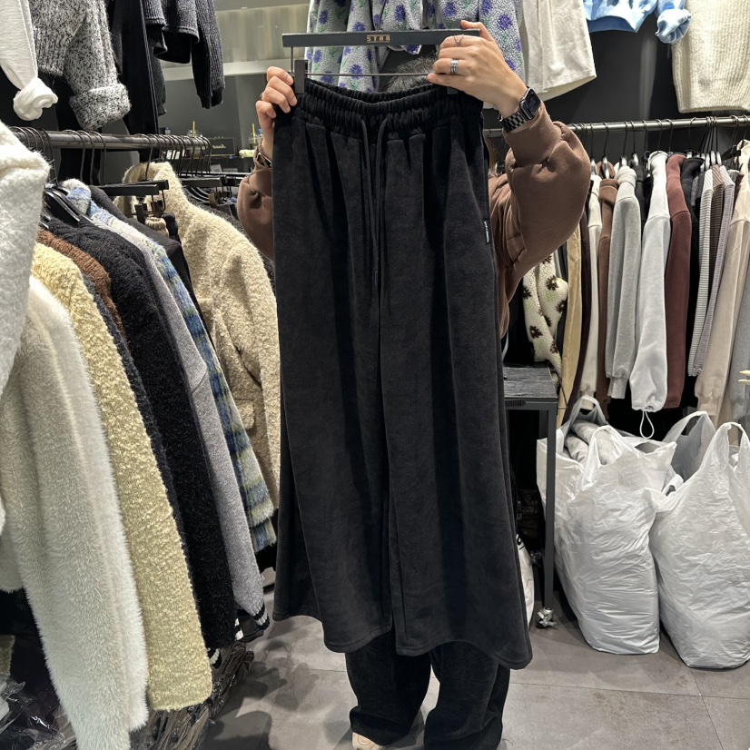 LONE STAR東大門㊣直郵女裝新品推薦人氣熱賣休閑褲加絨喇叭LONE STAR休閑褲圖色3黑色