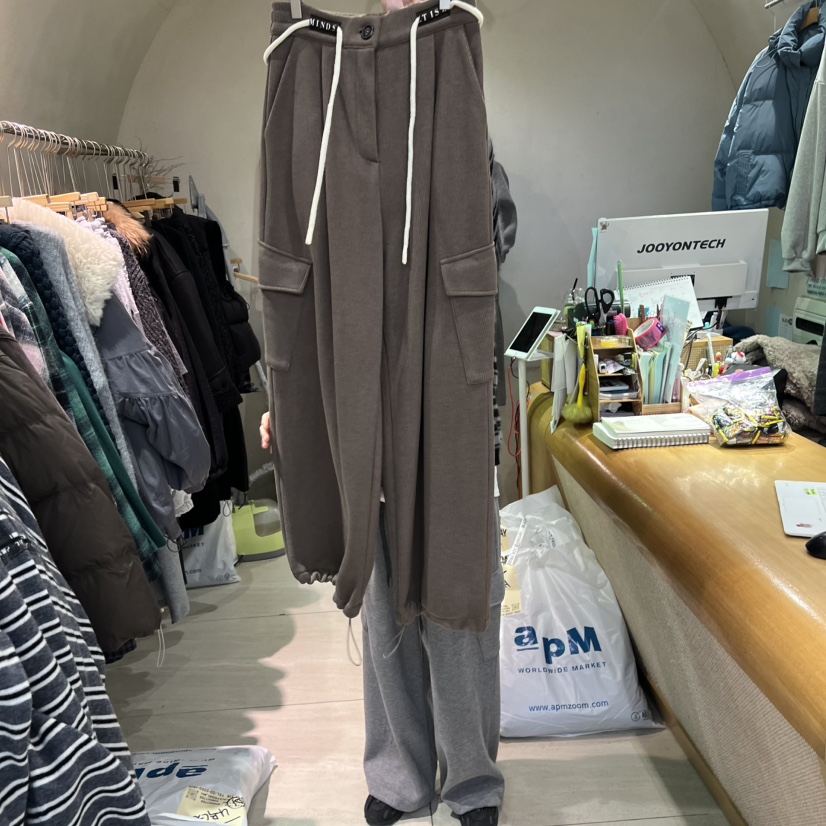 BLACKFRIDAY韓國代購㊣女裝新款推薦休閑熱賣休閑褲含腰繩加絨BLACK FRIDAY休閑褲圖色2