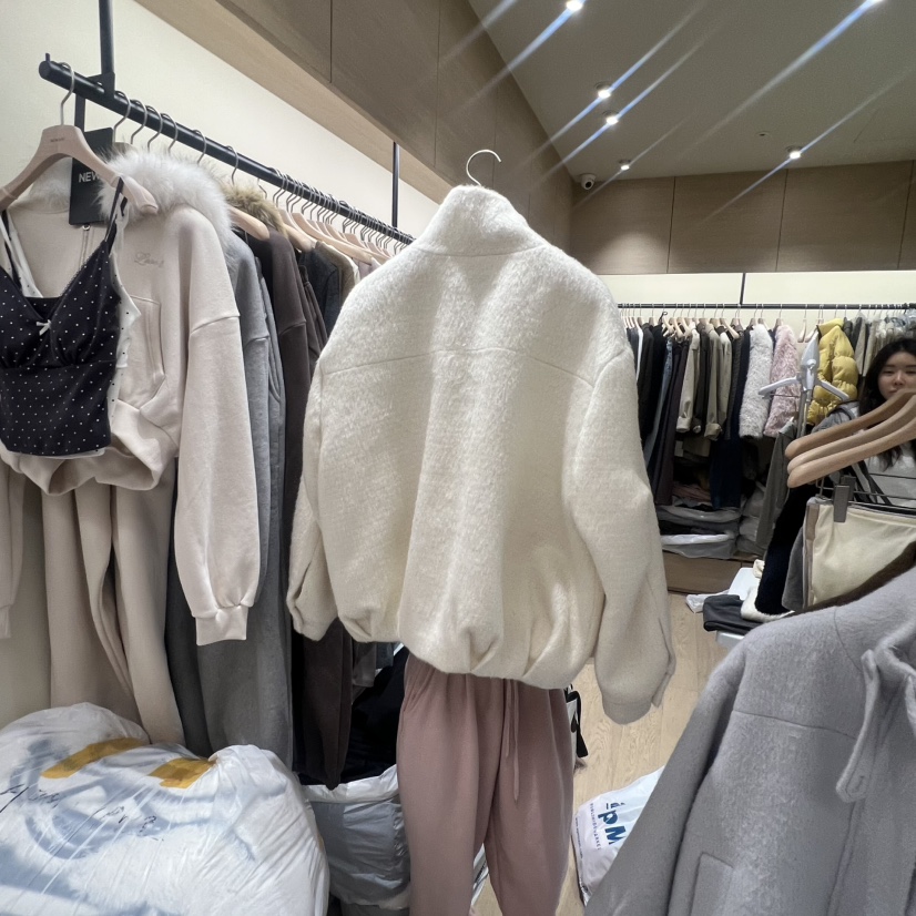 MEMOIRE韓國直郵㊣女士新品休閑熱賣職業25秋冬夾克羊毛高領MEMOIRE夾克