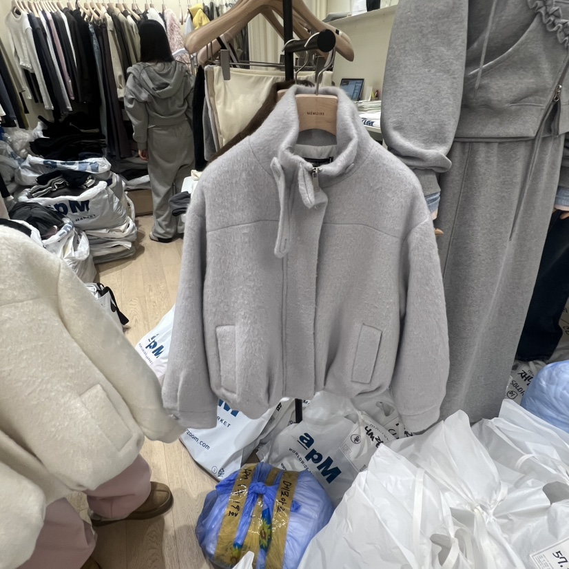 MEMOIRE韓國直郵㊣女士新品休閑熱賣職業25秋冬夾克羊毛高領MEMOIRE夾克圖色1