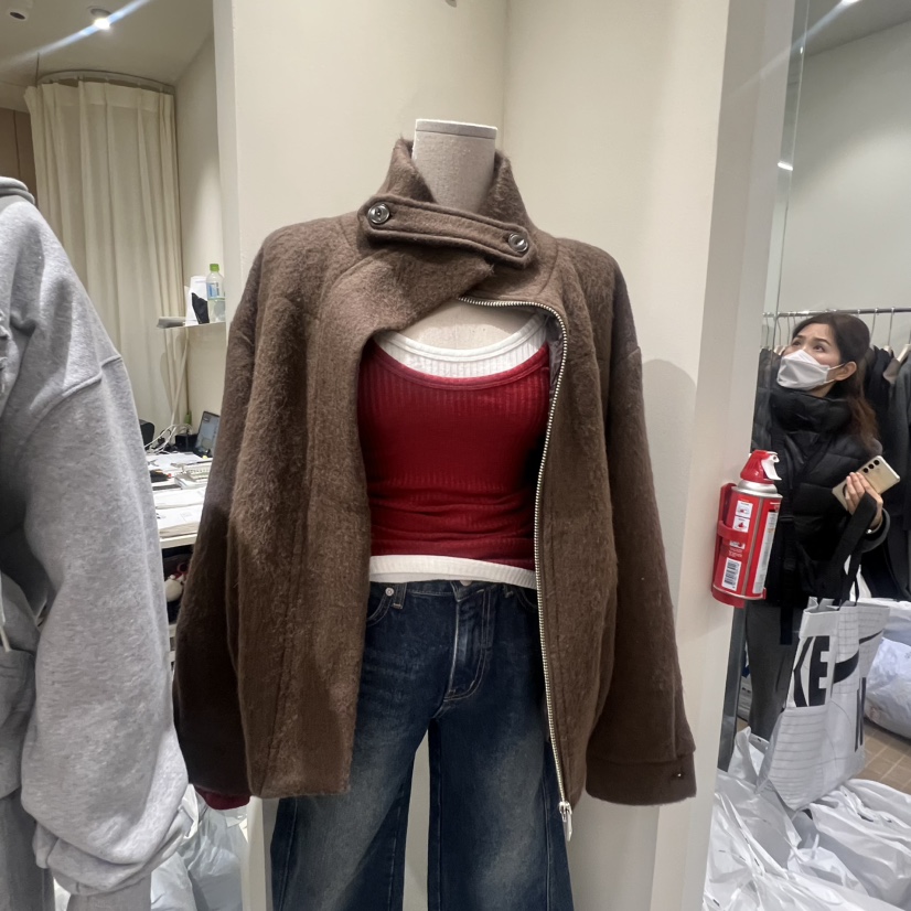 MEMOIRE韓國直郵㊣女士新品休閑熱賣職業25秋冬夾克羊毛高領MEMOIRE夾克圖色2