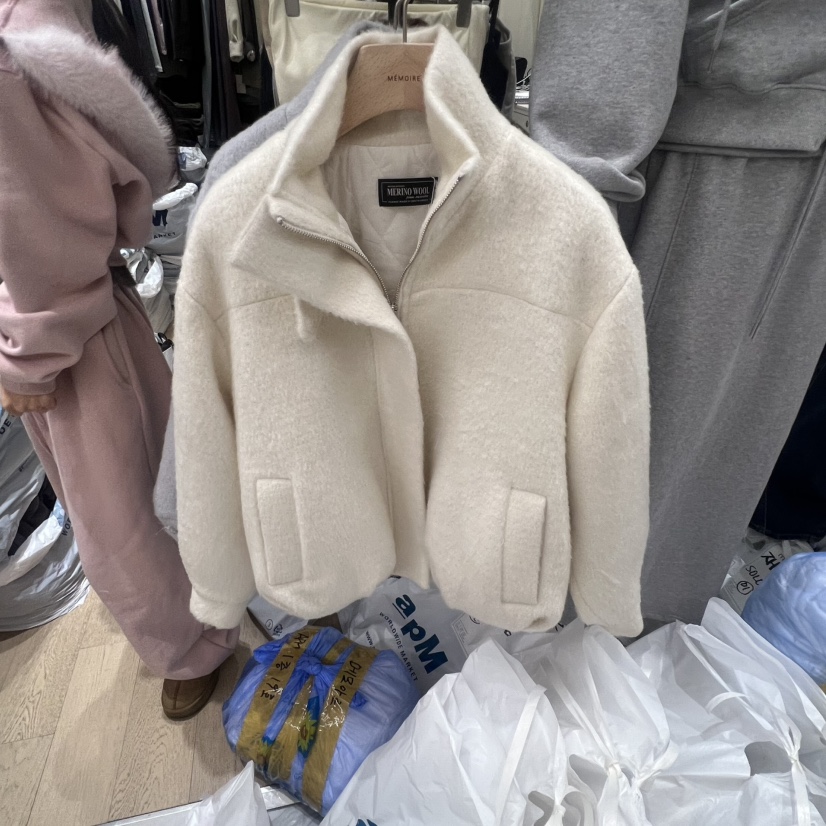 MEMOIRE韓國直郵㊣女士新品休閑熱賣職業25秋冬夾克羊毛高領MEMOIRE夾克圖色3