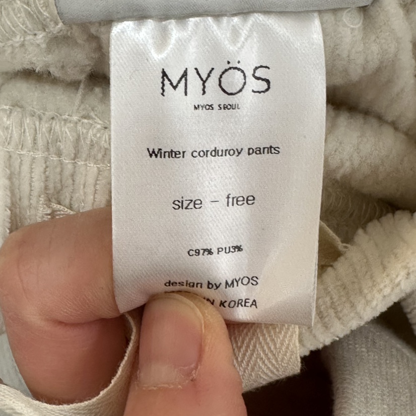 MYOS韓國直郵㊣女裝新款推薦職業25秋冬熱賣休閑褲燈芯絨抓絨MYOS休閑褲