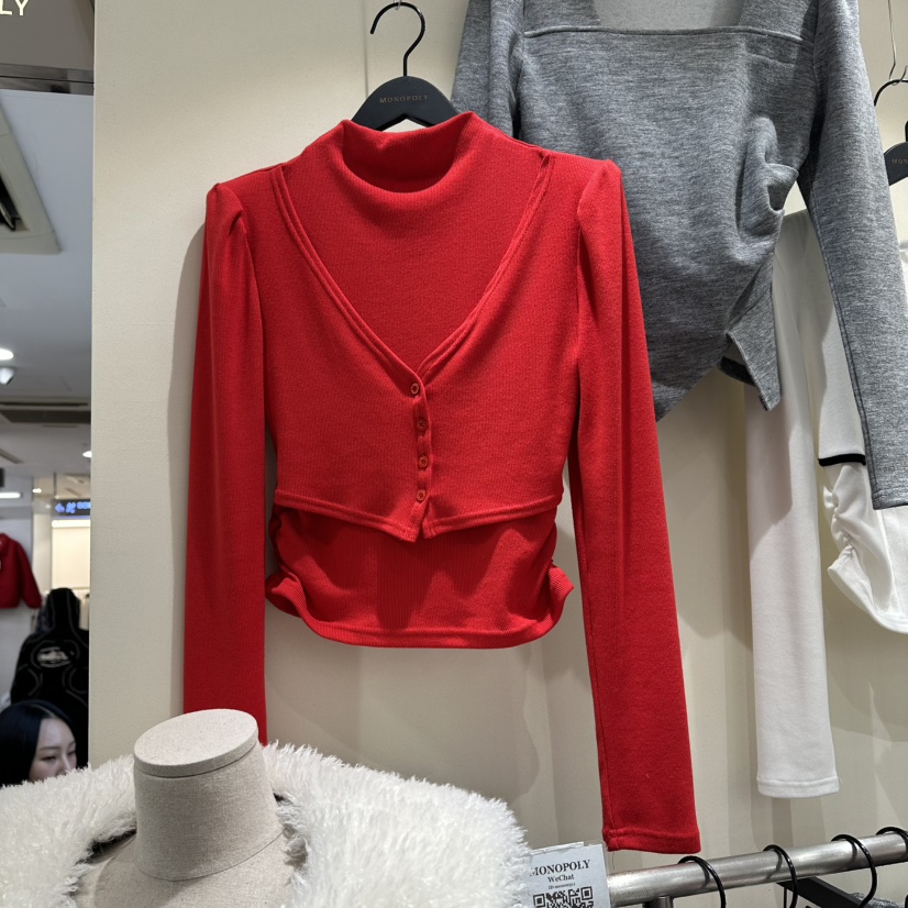 MONOPOLY東大門㊣直郵女裝新款25秋冬時尚推薦長袖T恤假兩件MONO_POLY長袖T恤圖色2