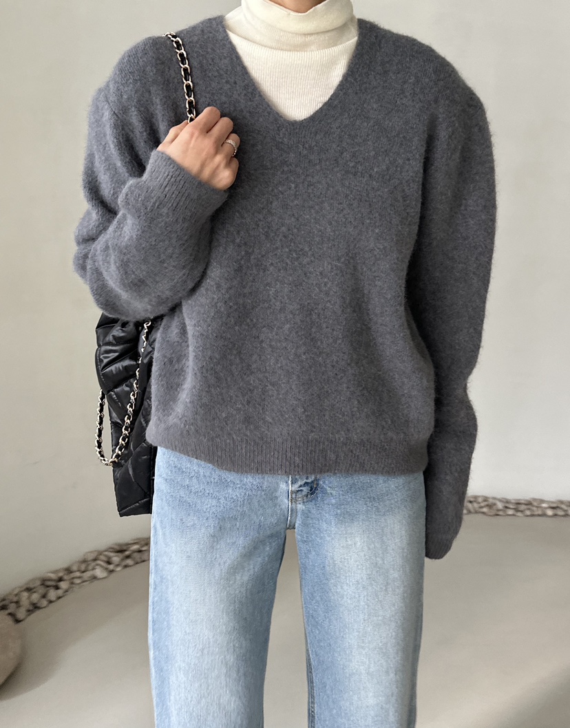 DEMAR東大門㊣直郵女士新款時尚職業休閑針織衫不含內搭V領DEMAR針織衫圖色3