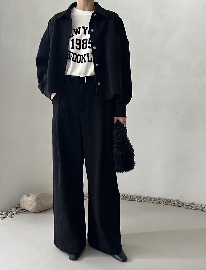 DEMAR東大門㊣代購女士新款25秋冬職業休閑褲不含腰帶燈芯絨DEMAR休閑褲