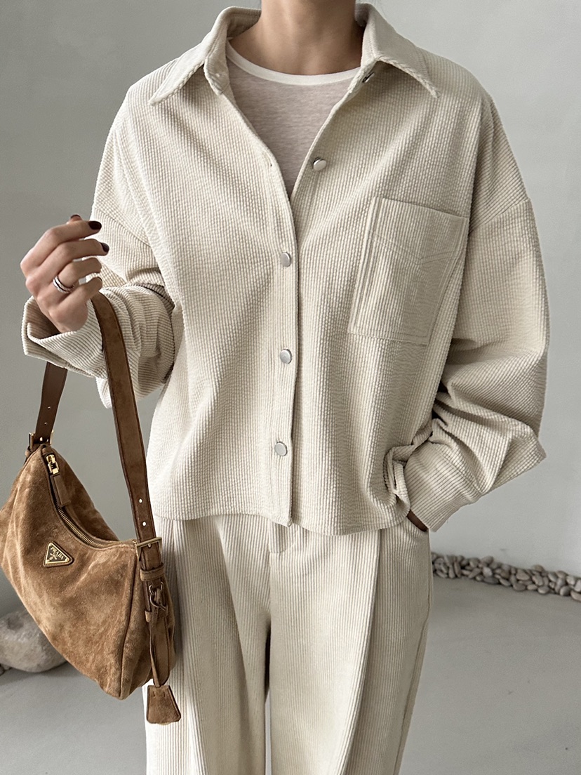 DEMAR韓國直郵㊣女裝新品25秋冬職業熱賣推薦襯衫蕾絲衫燈芯絨DEMAR襯衫/蕾絲衫圖色1