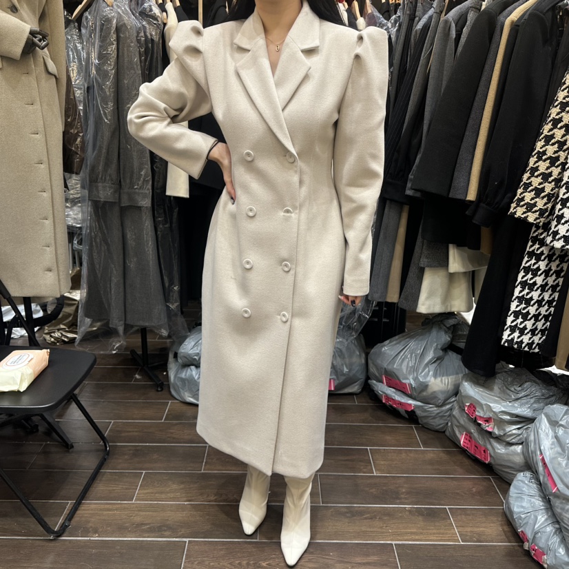 HERISH-HAUTE韓國代購㊣女士新品時尚休閑25秋冬中長款大衣HERISH-HAUTE中長款大衣圖色1