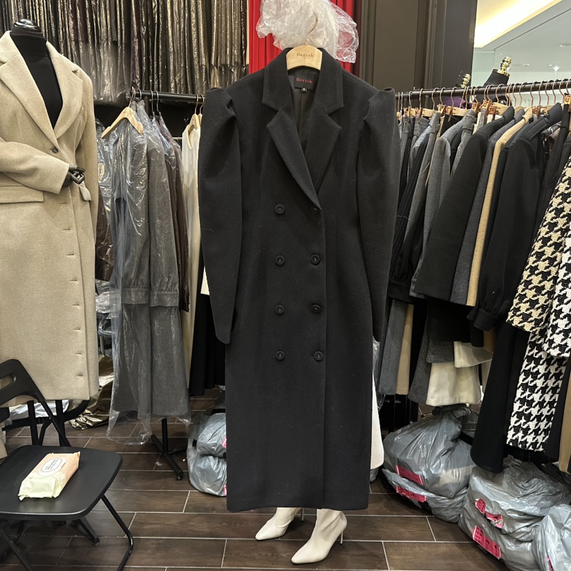 HERISH-HAUTE韓國代購㊣女士新品時尚休閑25秋冬中長款大衣HERISH-HAUTE中長款大衣圖色2