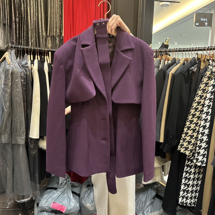 HERISH-HAUTE韓國代購㊣女裝新款休閑人氣熱賣短款大衣含腰帶HERISH-HAUTE短款大衣圖色1