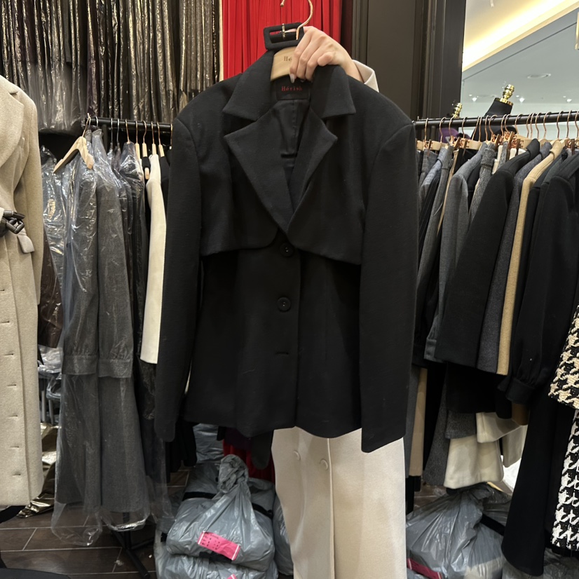 HERISH-HAUTE韓國代購㊣女裝新款休閑人氣熱賣短款大衣含腰帶HERISH-HAUTE短款大衣圖色2