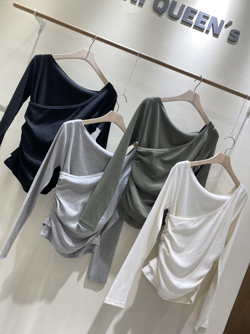 MINIQUEENS韓國代購㊣女士新品休閑時尚25秋冬職業熱賣長袖T恤MINIQUEENS長袖T恤