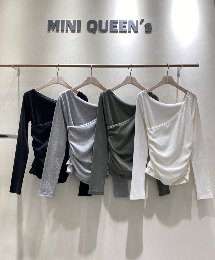 MINIQUEENS韓國代購㊣女士新品休閑時尚25秋冬職業熱賣長袖T恤MINIQUEENS長袖T恤圖色2左二色