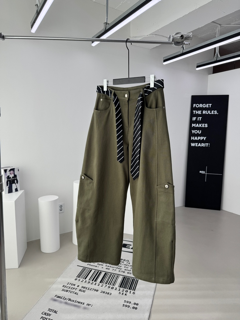 RED-A韓國代購㊣女裝新款人氣熱賣25秋冬休閑時尚休閑褲系帶RED-A休閑褲圖色1