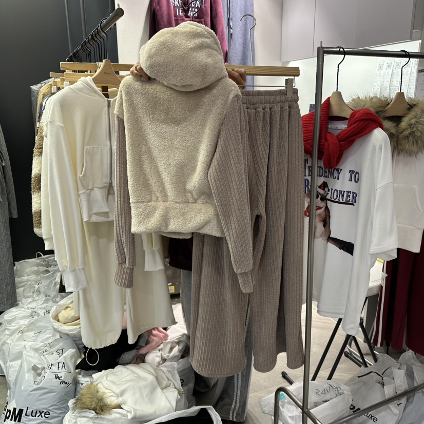 UNA/THE MAY韓國代購㊣女裝新款25秋冬套裝連帽衫加絨保暖套裝THEMAY/UNA套裝
