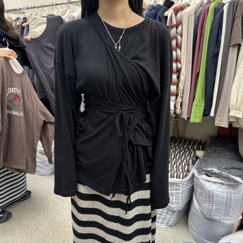 AMOEBA韓國代購㊣女士新品休閑時尚人氣職業熱賣推薦長袖T恤AMOEBA長袖T恤圖色1黑色