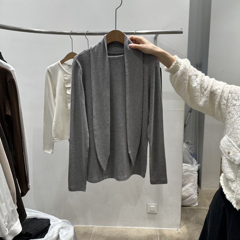 ENVY東大門㊣代購女裝新款休閑25秋冬人氣職業熱賣長袖T恤圍巾ENVY長袖T恤圖色2