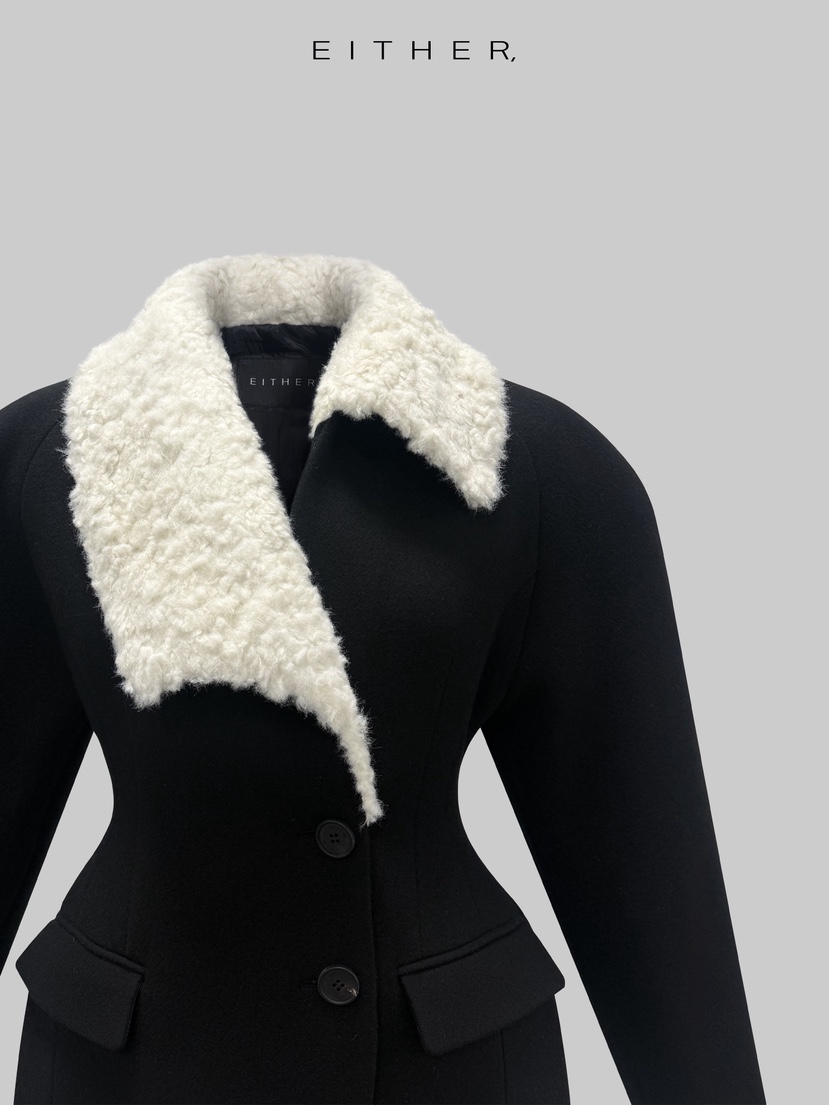 EITHER東大門㊣直郵女裝新品休閑熱賣職業25秋冬時尚夾克羊毛EITHER夾克