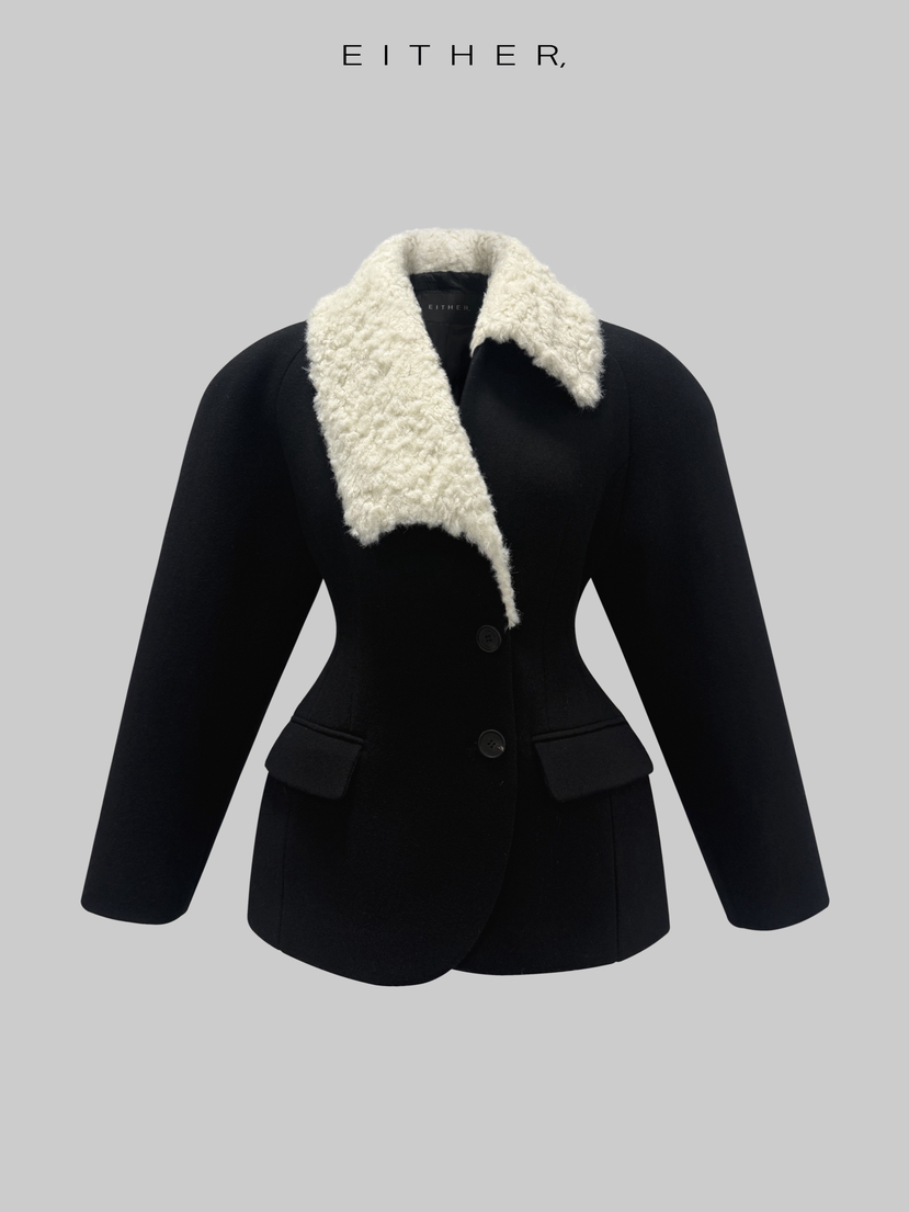 EITHER東大門㊣直郵女裝新品休閑熱賣職業25秋冬時尚夾克羊毛EITHER夾克圖色1